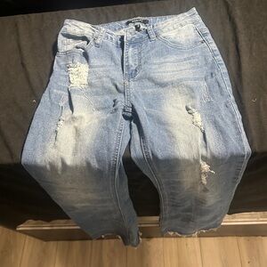 Distressed Light Blue Jeans-ladies bei and cei jeans-size 3-#464